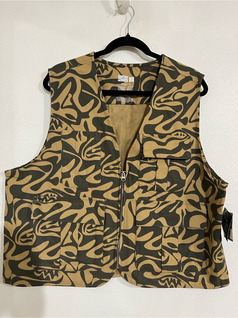 Black history month Olive and Tan Abstract Utility Vest